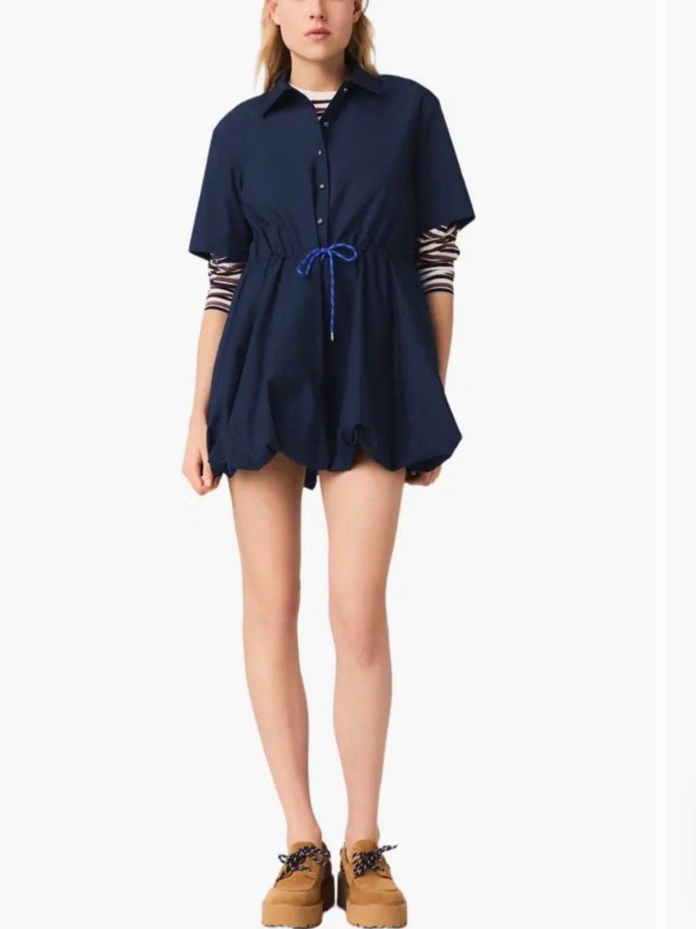 MAJE  navy blue bubble hem dress